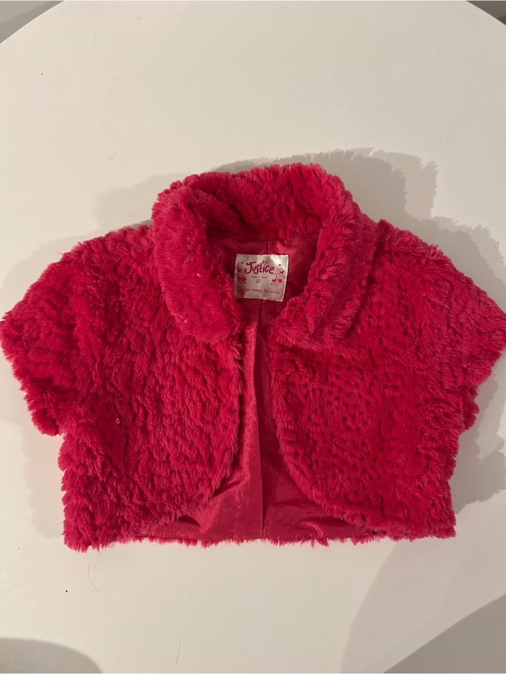 Justice Hot Pink Faux Fur Short Sleeve Bolero